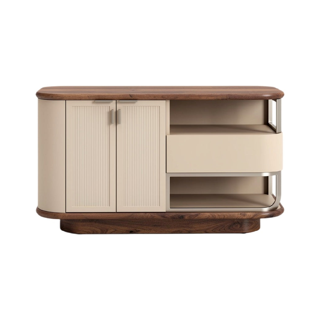 **Moderne Opbergmeubel met Houten Accenten en Elegante Afwerking**