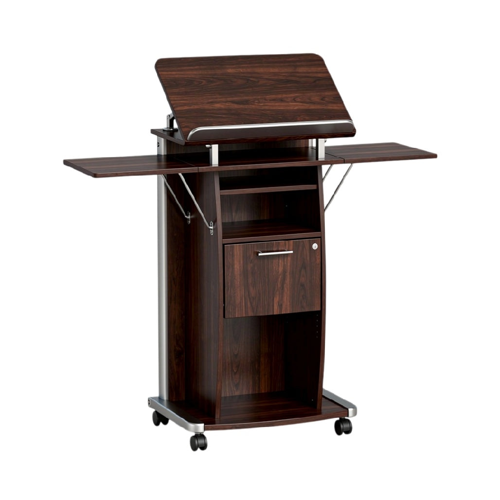**Technische titel in het Nederlands: Mobiele verhogende bureau met houten afwerking**